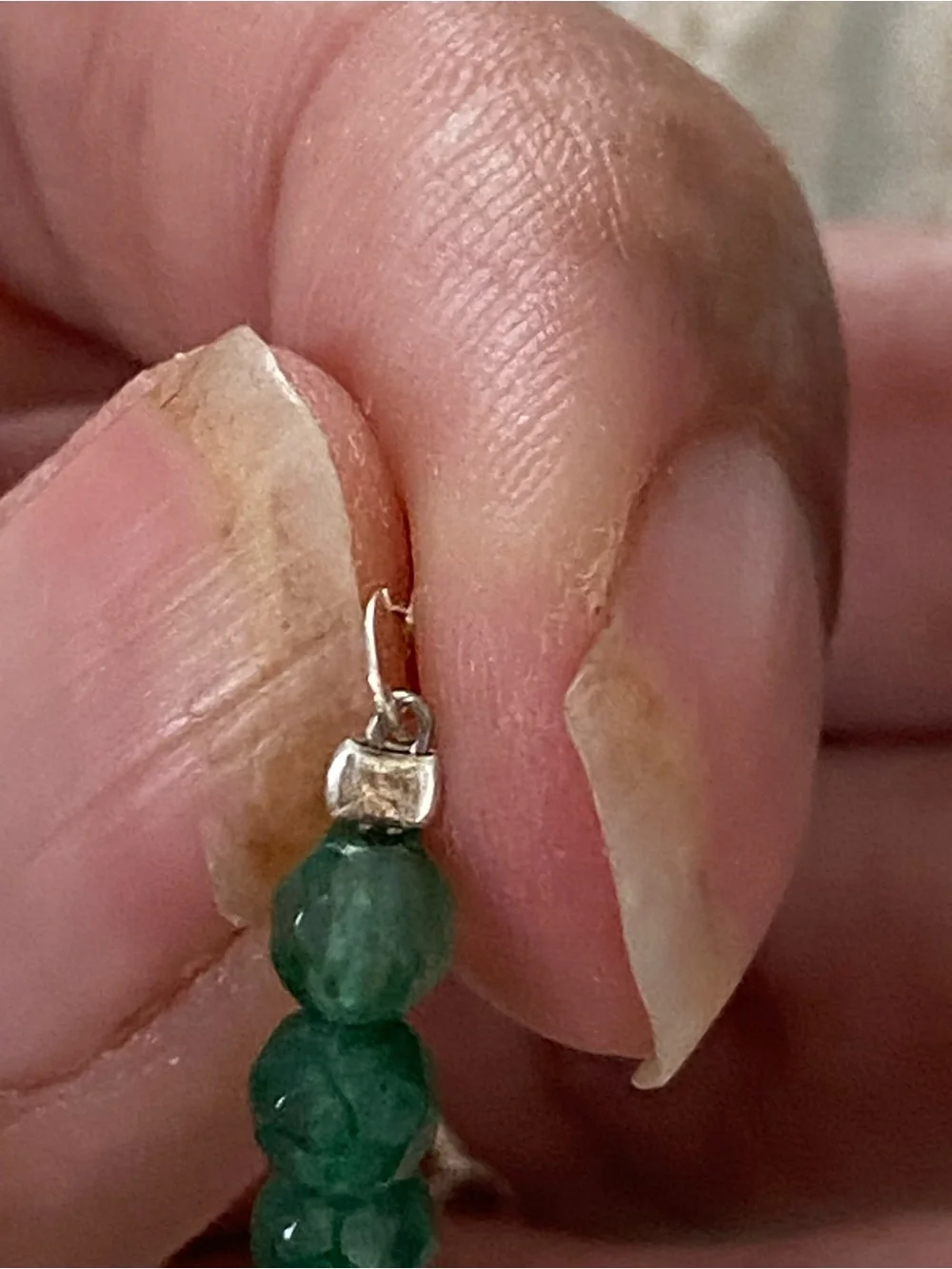 Tourmaline Green Faceted Bead Necklace for Women and 925 silver clasp